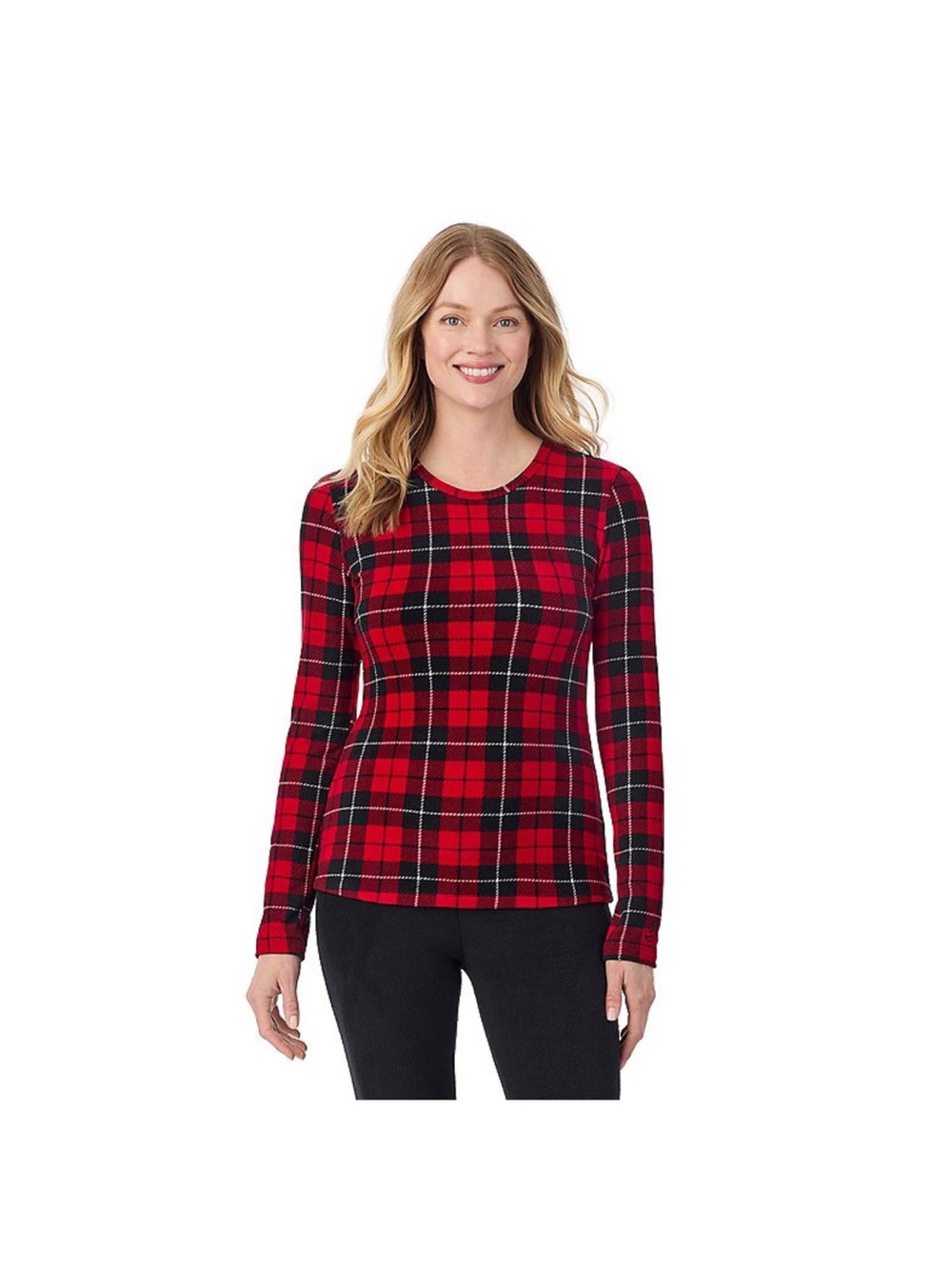 Cuddl Duds NWT Women's Red Plaid Long-Sleeve Top
